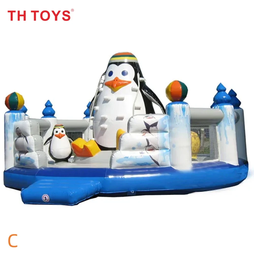 

kids safe Inflatable Rock Climbing Wall Sports Games cute penguin inflatable mountain Wall for sale