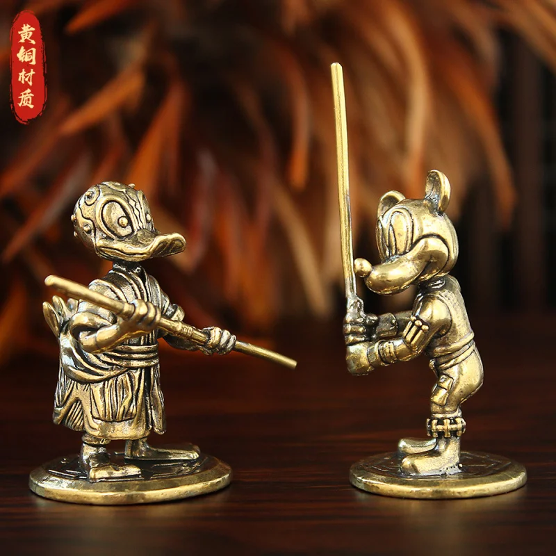 

Mouse Donald Duck Brass Ornament Metal Figurine Model Mickey Desktop Entryway Decoration Gift