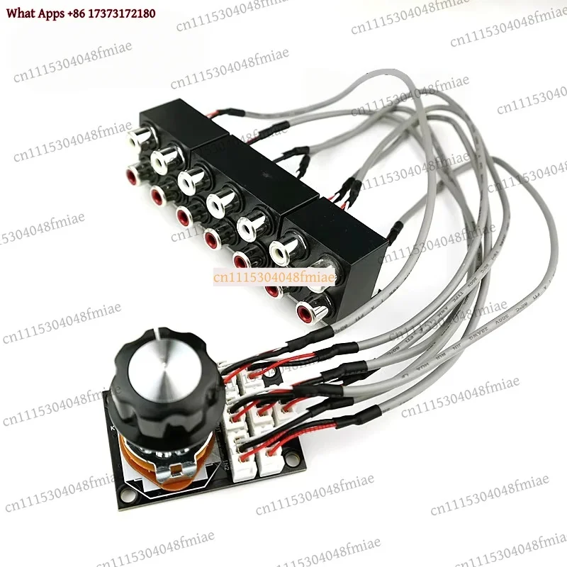 BAHOD 6-Way Dual Channel Audio Signal Switcher Knob Switch Board With Sealed RCA Connector Shielded Wire