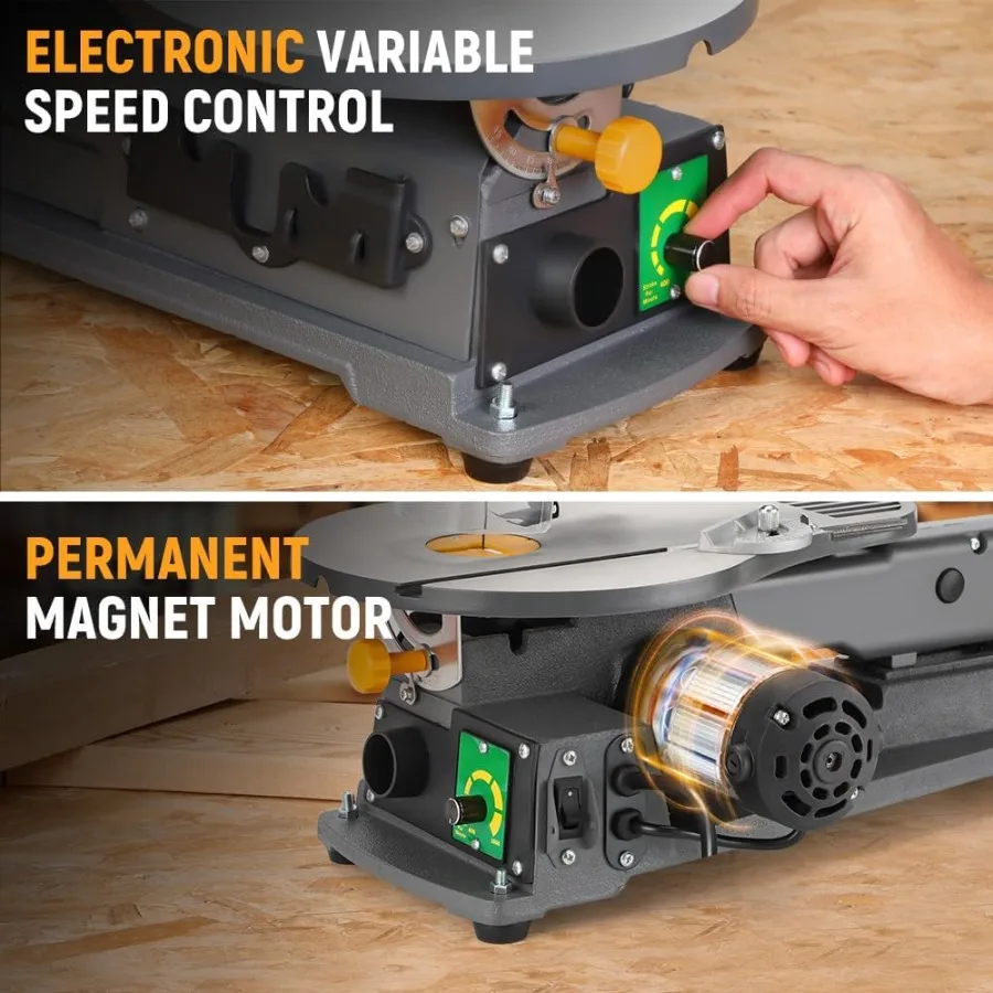 مناشير تمرير كهربائية 16 بوصة لأعمال النجارة 1.2 أمبير سرعة متغيرة مع طاولة عمل كبيرة مائلة ومنفذ غبار متكامل لـ Pr #3
