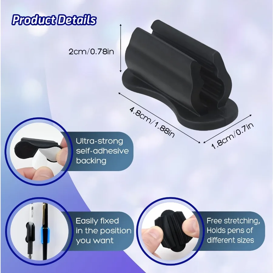 SameTech 20 حزمة من حامل القلم اللاصق من السيليكون، مقابض التقشير اللاصقة القابلة لإعادة الاستخدام للكتابة المكتبية أو الجدار المريحة أ #3