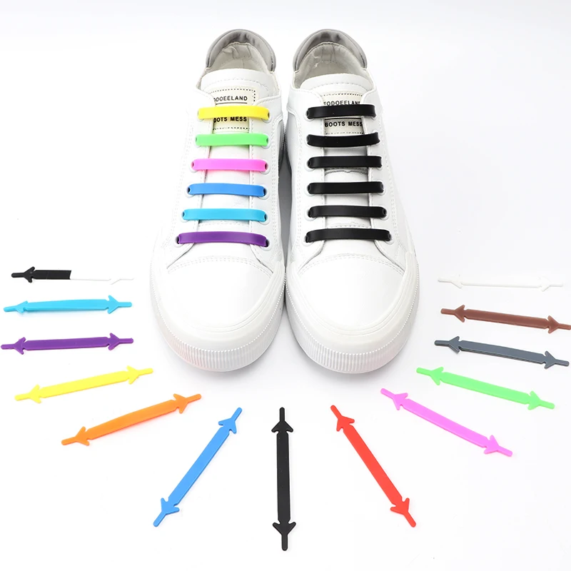 

12 Pcs/1 Set Silicone Shoelaces Elastic No Tie Shoe Laces For Sneakers Unisex Lazy Lace Convenience Quick Rubber Shoelace