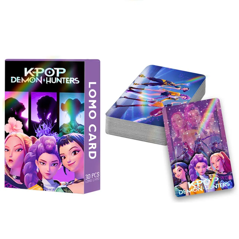 

New Anime Demon Hunters 30pcs Laser Cards Stickers Set, Kpop Girl Group Hunt Cartoon Series LOMO Collect Cards Christmas Gifts