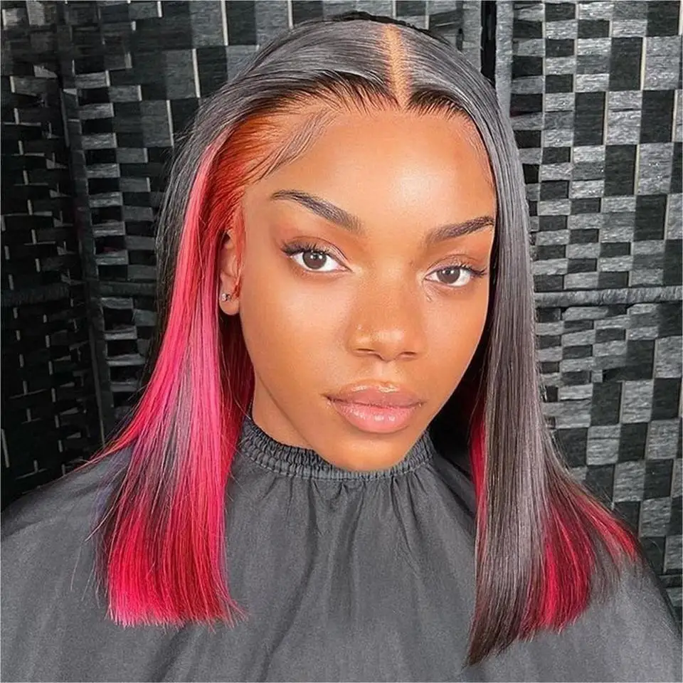 brazilian-colored-human-hair-wig-highlight-purple-black-straight-short-bob-transparent-13x4-hd-lace-frontal-wigs-for-women
