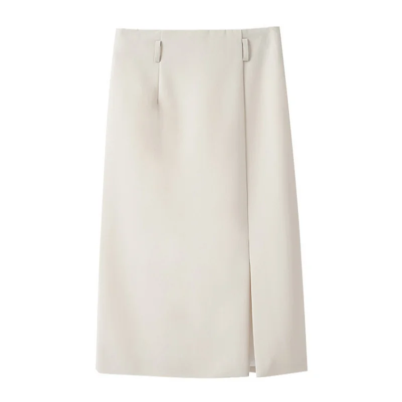 بدلة الربيع والصيف على شكل حرف A تنورة نسائية نصف تنورة عصرية متعددة الاستخدامات أنيقة متوسطة الطول للتخسيس