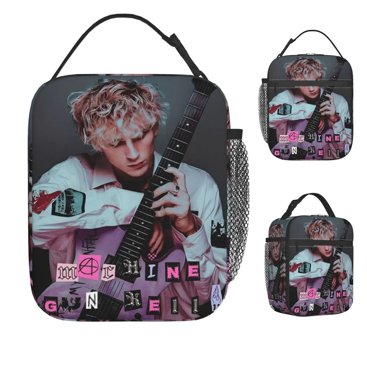 

MGK Machine Gun Kelly Rapper Сумка для обеда Забавный ланч-бокс для унисекс Открытый портативный мешок-холодильник на молнии Термальная сумка-тоут