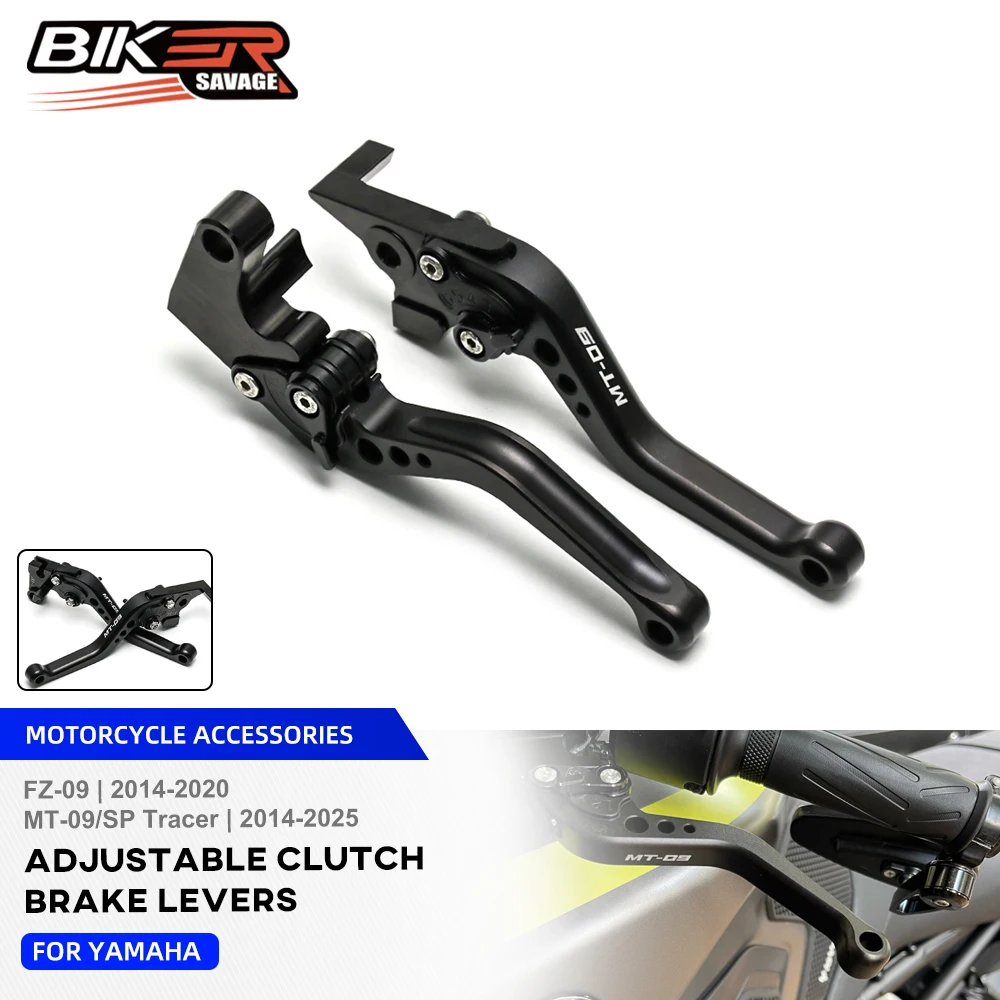 MT09 2025 Short Clutch Brake Levers For Yamaha MT-09 Tracer FZ-09 2014+ Motorcycle Accessories Adjustable Front Control Handles
