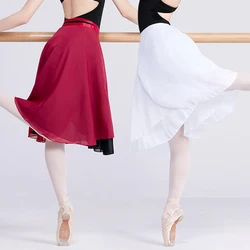 Woman Balle Skirts Dance Wrap Skirt Chiffon Ballet Long Skirt 2 Layers Dance Tutu Dress Dance Costumes Adults Dancewear