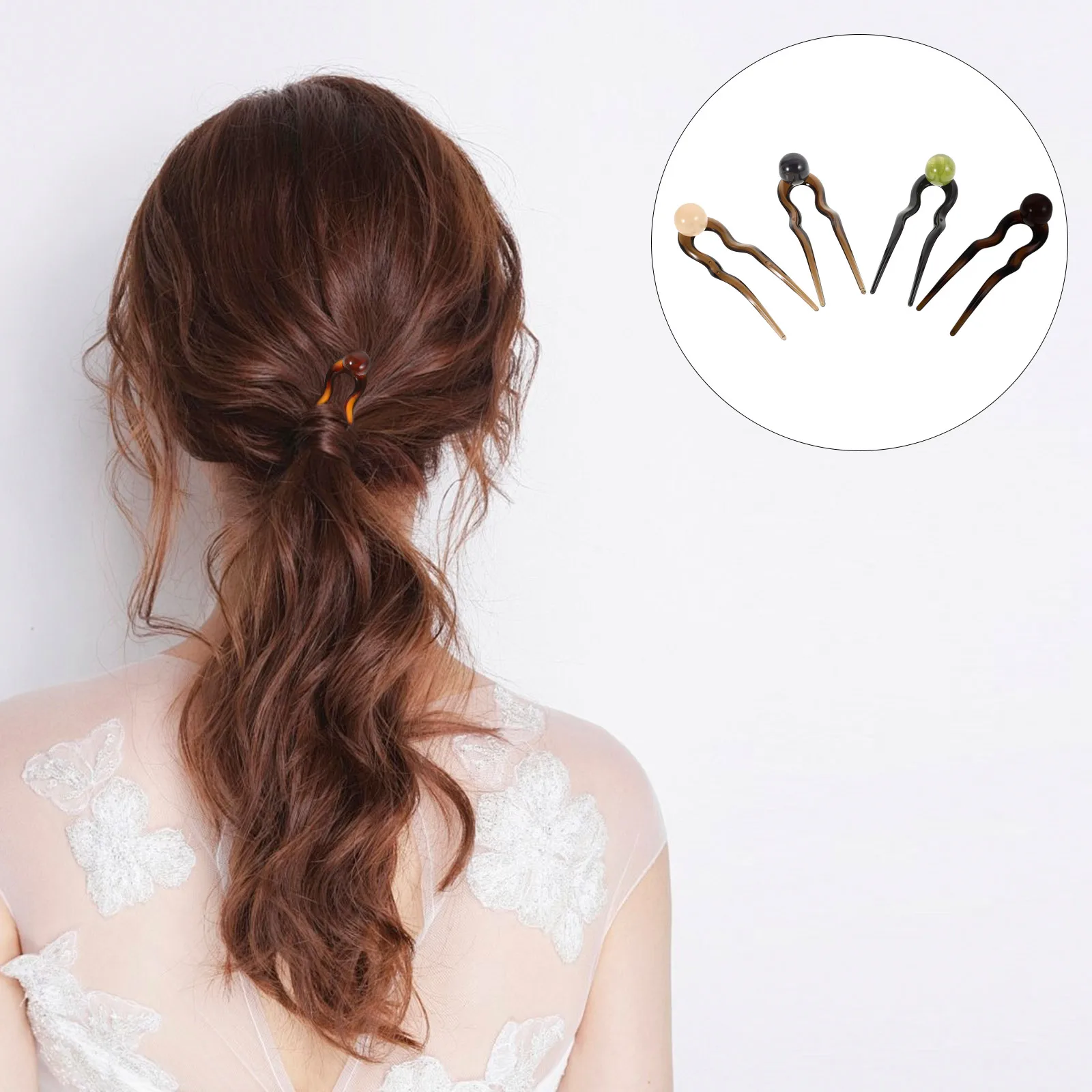 

4Pcs Elegant U Shaped Hairpins Vintage Inspired Pearl Decorated Hair Sticks for Bun Updo Hairstyles Minimalist Fashion Accessory