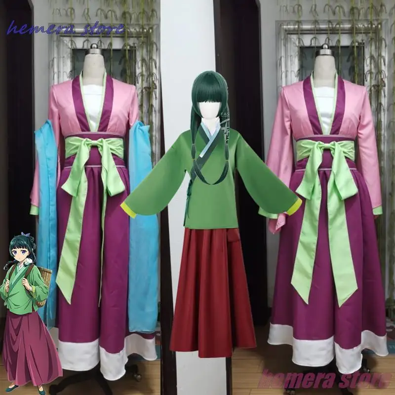 Maomao Cosplay Kostuum Pruik Anime De Apotheker Diaries Jurk Rok Roze Top Haarspeld Kusuriya Geen Hitorigoto Halloween voor Vrouwen