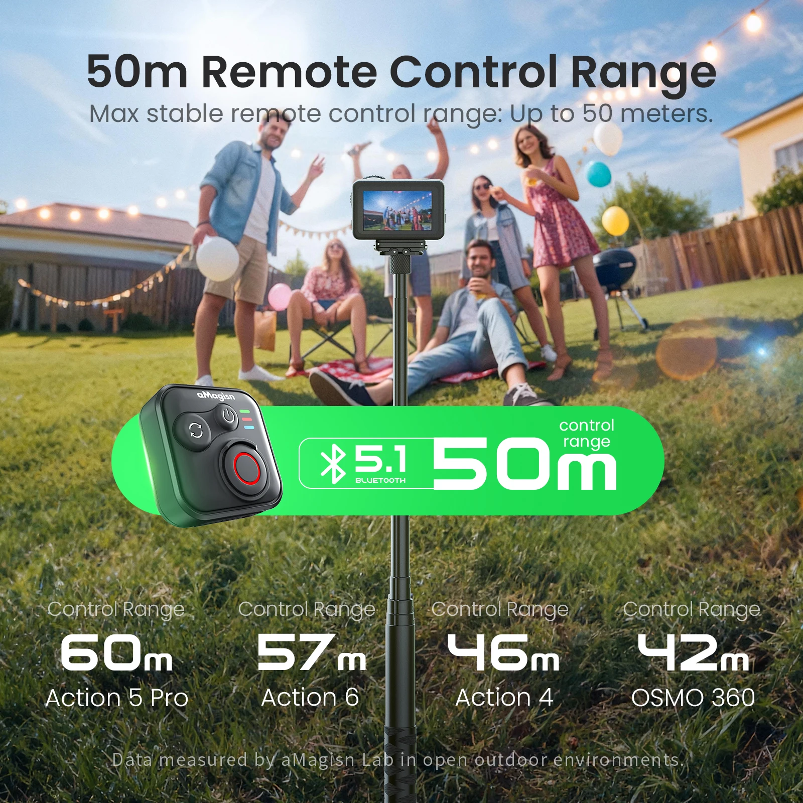 aMagisn 50M Controller otturatore fotocamera con telecomando Bluetooth per DJI OSMO 360 / Action 6 / 5 Pro / 4 Accessori fotocamera