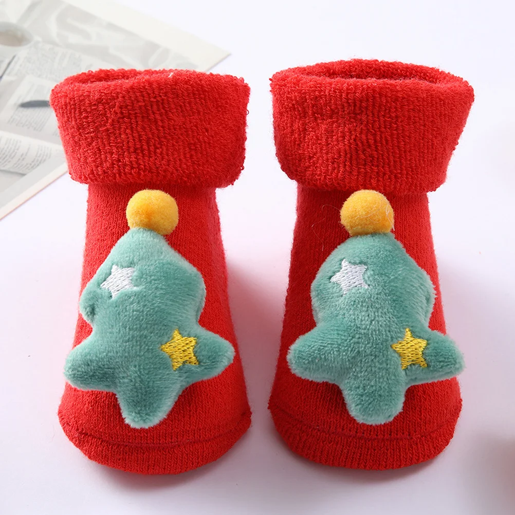 綿セット厚手の綿暖かいベビークリスマスソックスベビー冬靴下滑り止め新生児ホリデーパーティーの装飾