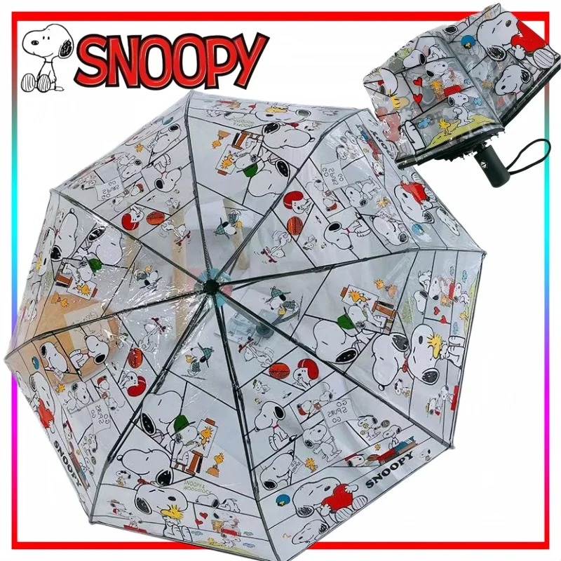 Parapluie Transparent Snoopy, Parapluie Pliant Automatique Entièrement Automatique Épaissi et Renforcé, Marchandise Anime
