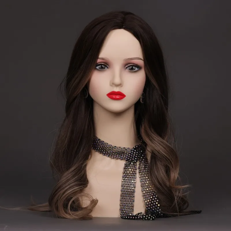 Red Dot Lips Makeup Mannequin Head Beige Skin Female Wig Head Mannequin Without Shoulder Pvc False Head For Display Wigs