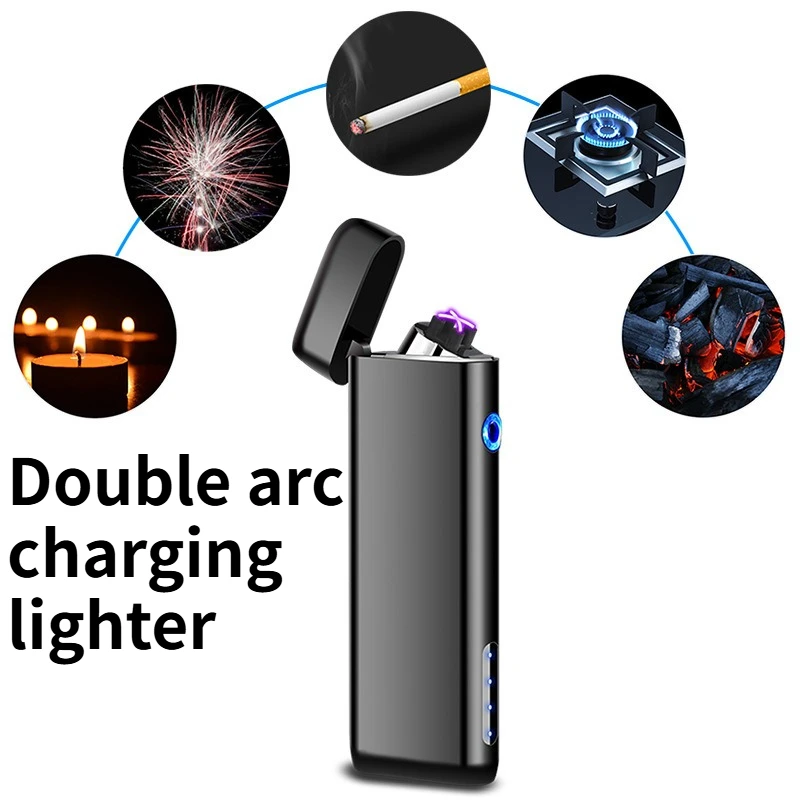 

Double Arc Charging Lighter Intelligent Digital Display Battery USB Electronic Cigarette Lighter Gift Cigarette Accessories
