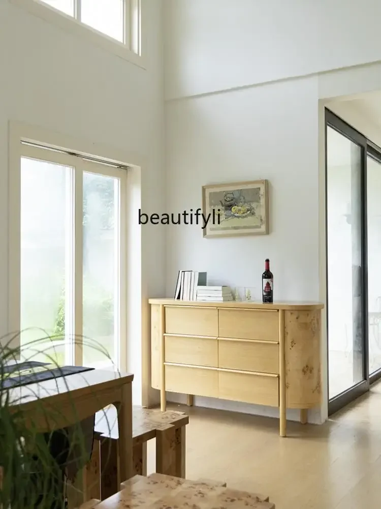 

Customized mansion, mahogany core wood grain edge cabinet, chest cabinet, living room storage wine cabinet R