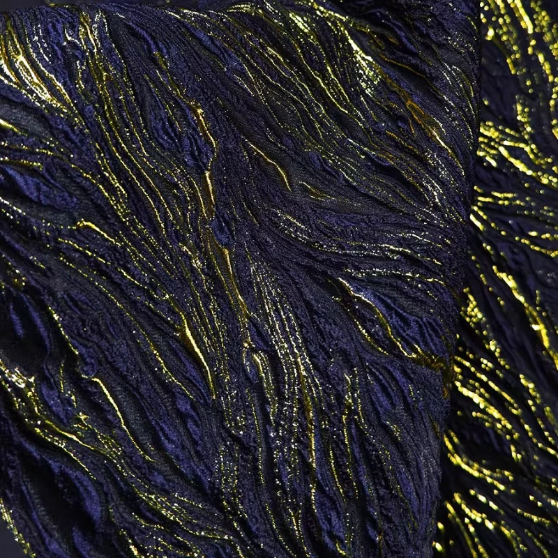 Chinese Style Black Textured Jacquard Irregular Relief Designer Fabric Handmade Sewing Autumn Winter Decoration Craft Material
