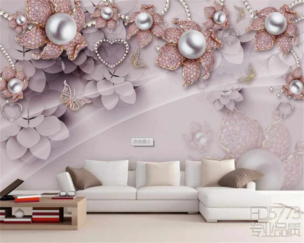 

Custom wallpaper European Relief material three-dimensional jewelry flower Living room hotel background walls 3d wallpaper