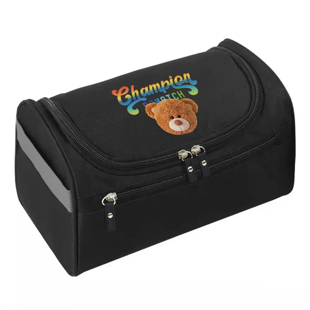 Men Makeup Bag Functional Hanging Travel Toiletries Organizer Storage Pouch Makeup Case Bear Pattern Beauty Cosmetic Bag