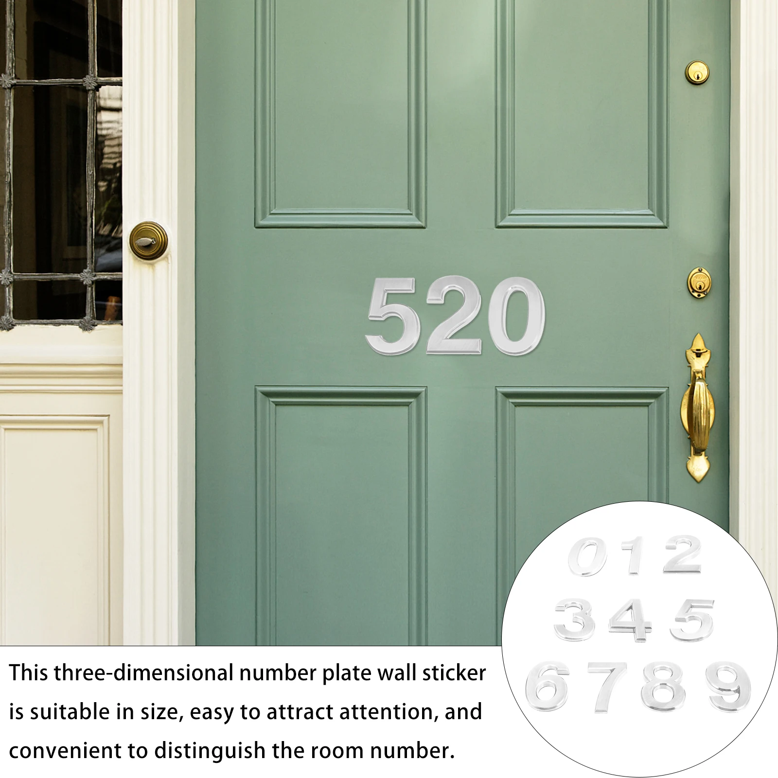 

10pcs 3D House Numbers Stickers Waterproof Address Door Sign for Hotel Apartment Mailbox Resin Digital Decal