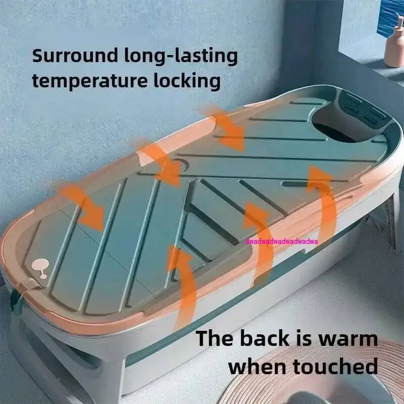 Folding Bath Bucket Silicone Bath Tub Full Body Thickened Bathtub Constant Thermal Insulation Lid Household Bath Bucket Heating