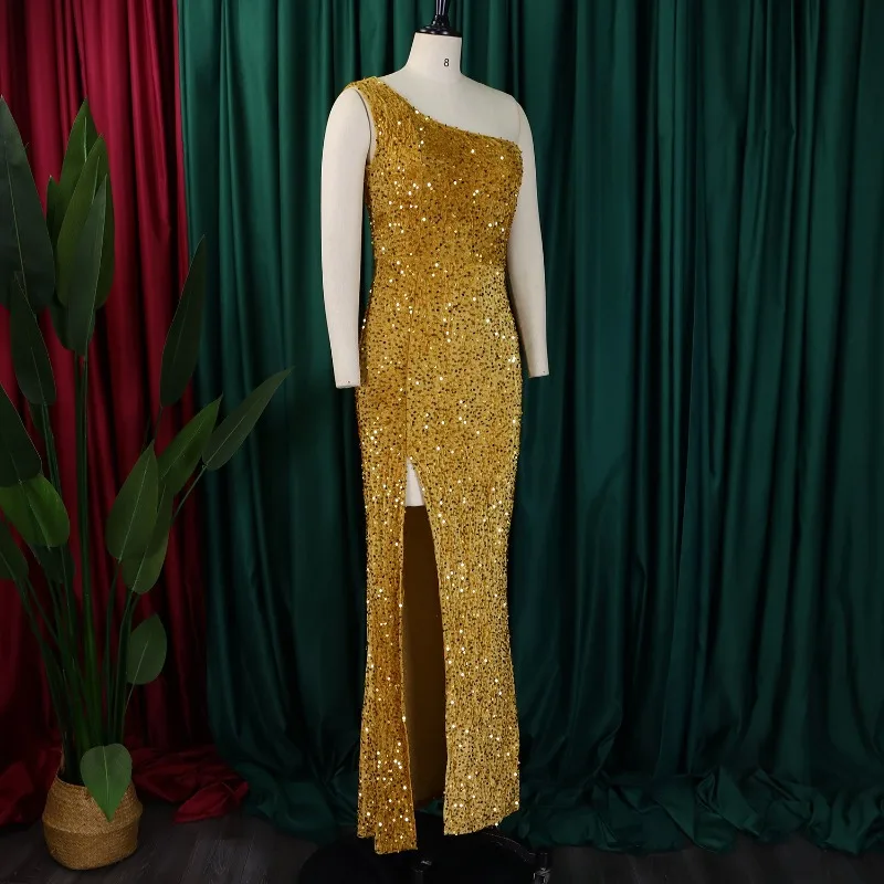 African Party Evening Dresses for Women Sequin Autumn African Long Sleeve V-neck Long Maxi Dress Gowns Dashiki Africa Clothing