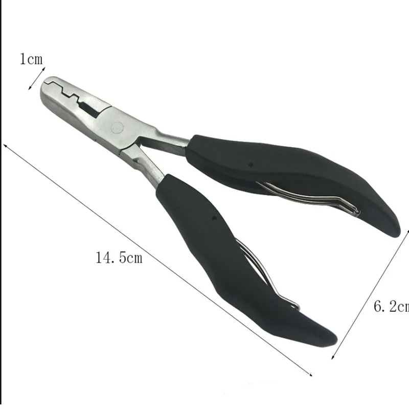 1Pc 2 in 1 Black Flat Shape Plier With 3mm and 5mm  Small Grooves For Pre-Bonded Hair Extension Clamp