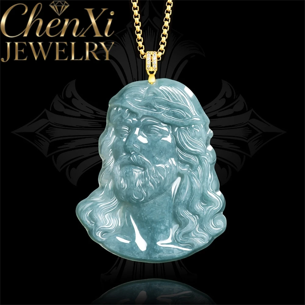 

High-End Natural A-Grade Genuine Wate Blue Jideite Godfather Pendant Exquisite Best Selling Luxury Quality Jewelry Fine Gift