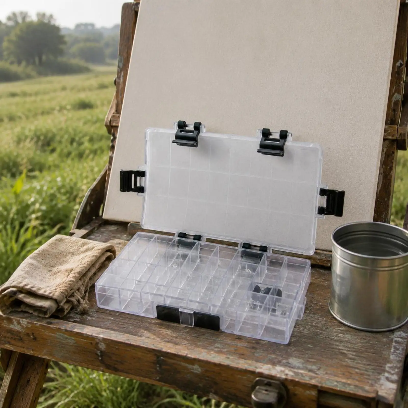 Clear Watercolor Palette Box with Locking Clips for Organized Paint Storage and Travel