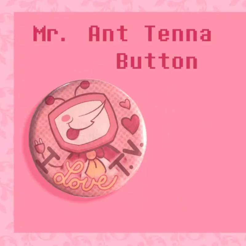 Mr. Ant Tenna Pin Back button Cute cartoon game Character badge