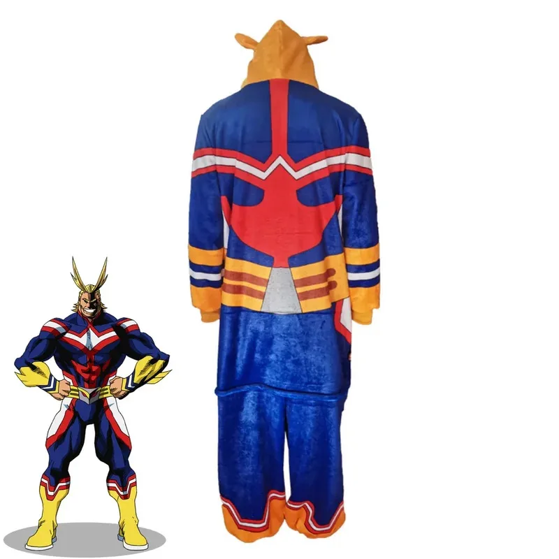 

CyAnime My Hero Academia All·Might Косплей Костюм Плюшевые меховые комбинезоны Пижамы с капюшоном Мужчина Женщина Kawaii Милый костюм для дома