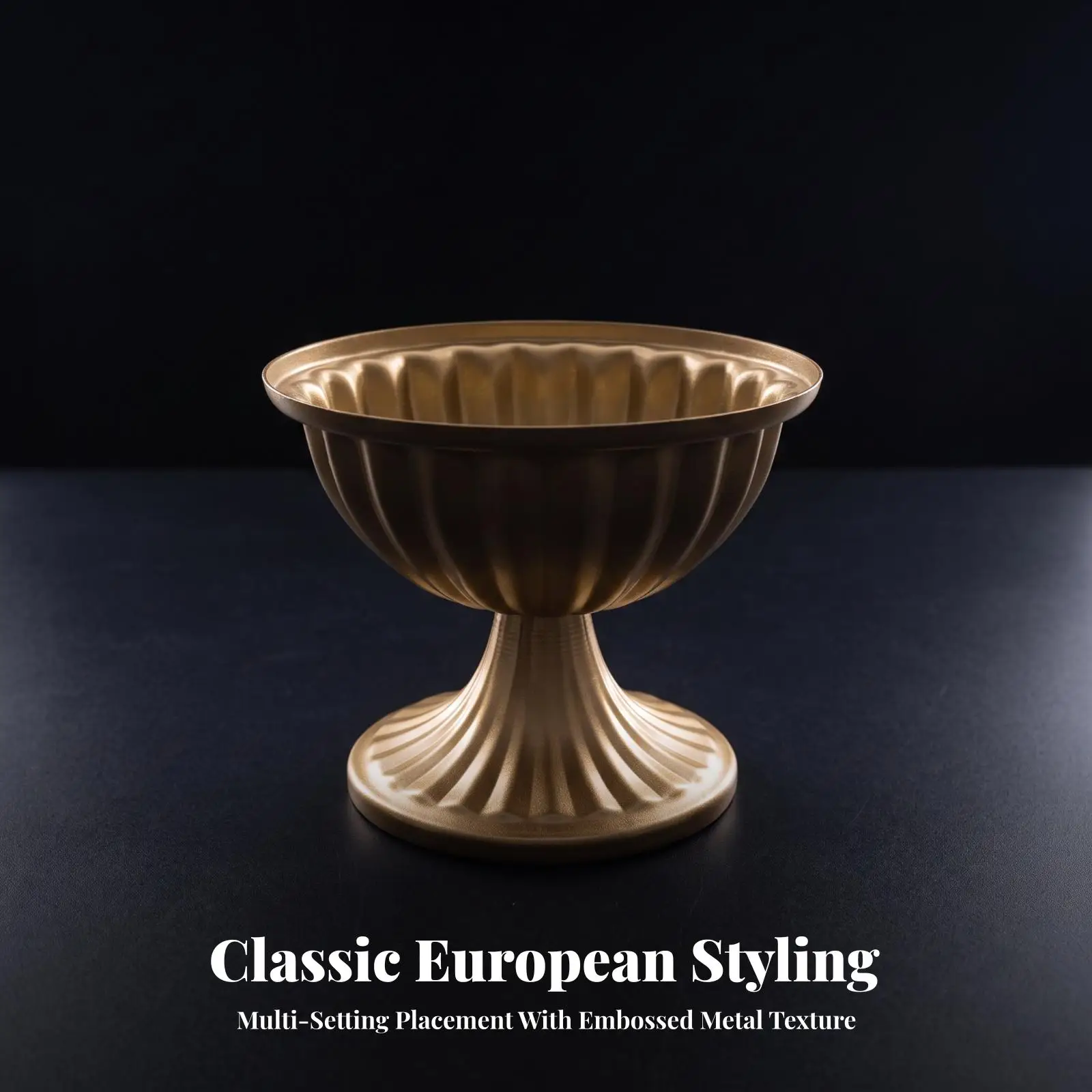 Wide Base Iron Pedestal Vase Flared Ribbed Planter for Tall Flowers Greenery Indoor Outdoor Elegant Home Decor