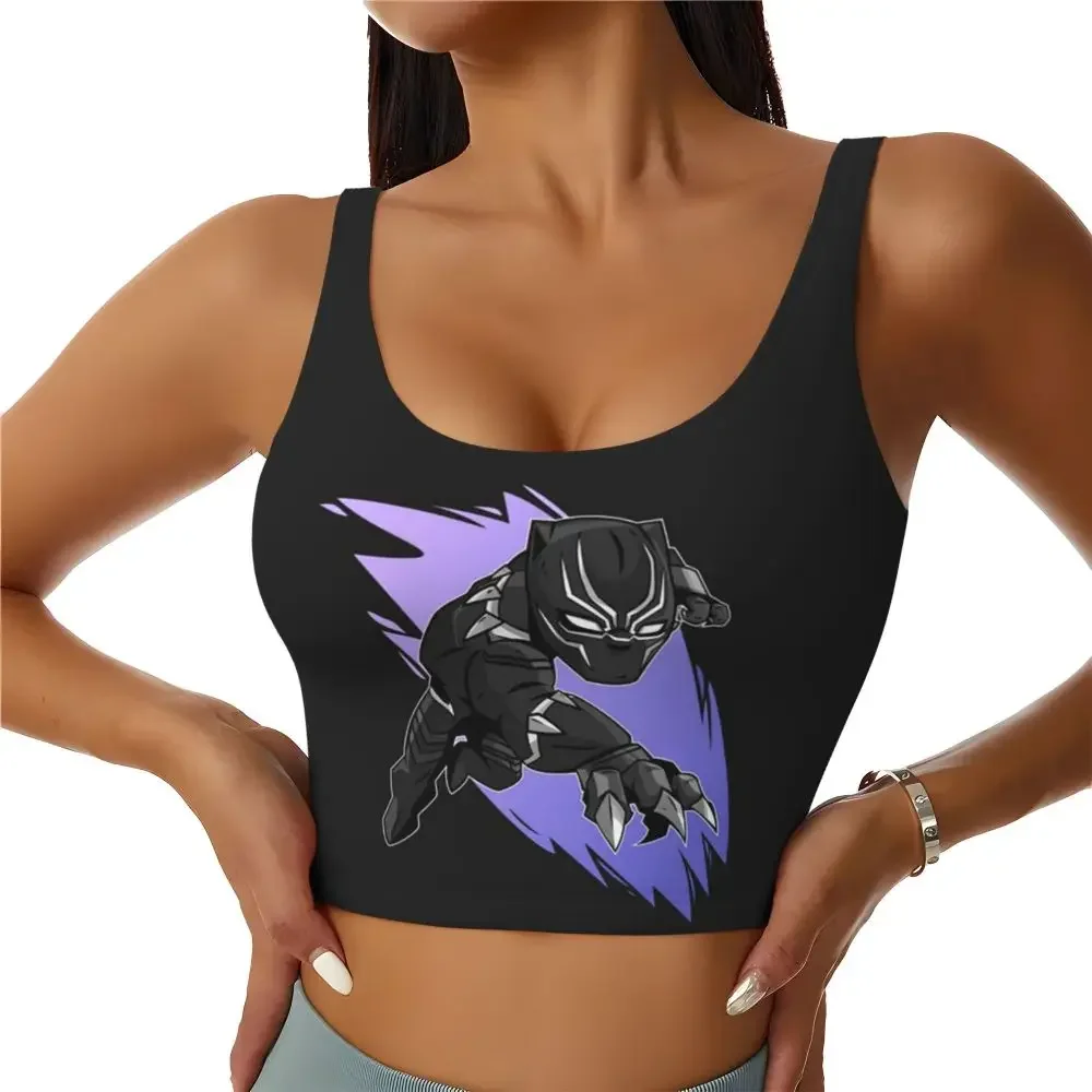 

Custom Classics Wakanda Forever Bold Graphic Black Panther High Impact Sports Bras Women Seamless Workout Yoga Crop Tank Tops
