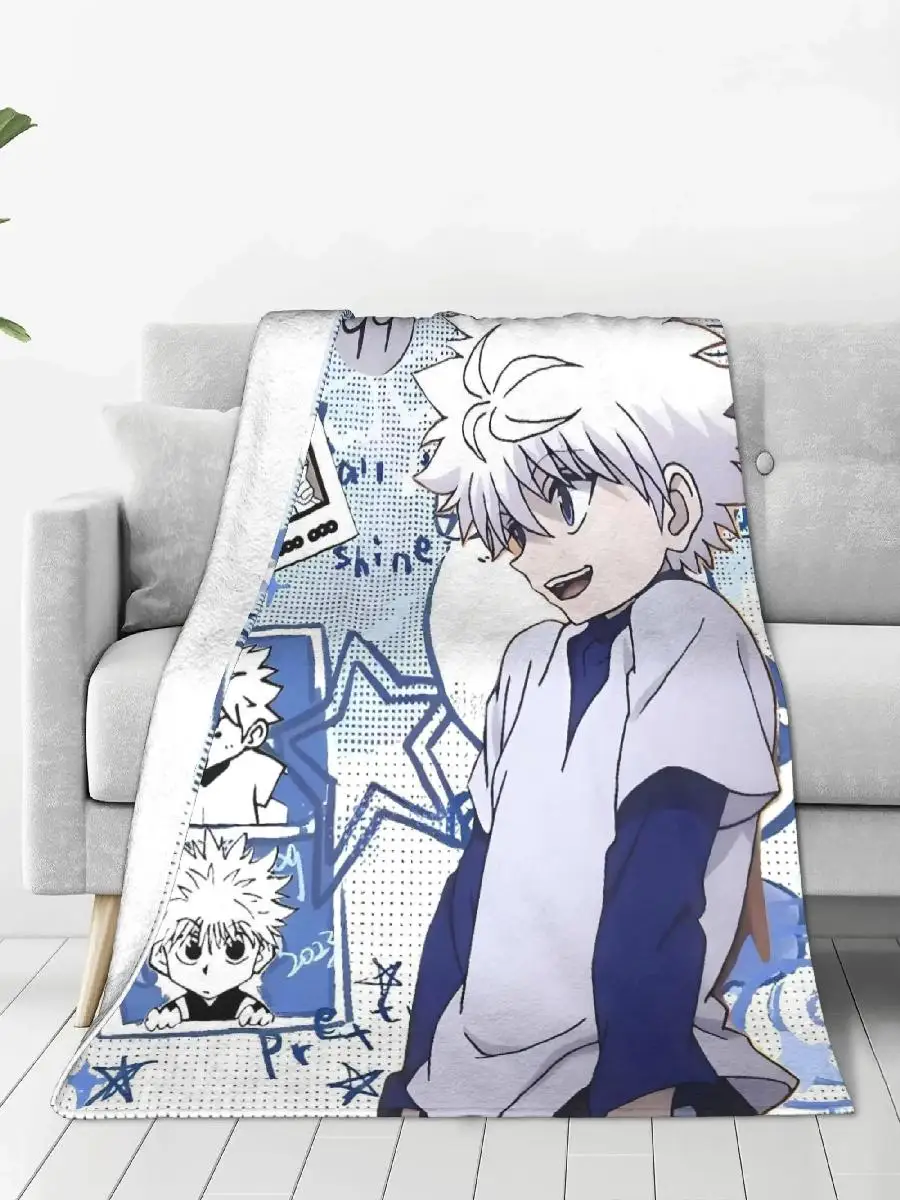 Soft Warm Throw Blanket for Couch Chair Sofa Bed  Anime HXH Gon Killua Theme  Fluffy Travel Airplane Cover Boy Girl