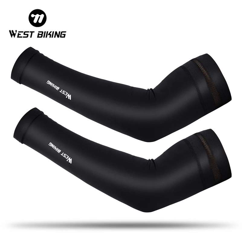 WEST BIKING Ice Silk Sports Arm Sleeves Cycling Arm Sleeves Cover Sun UV Protection Outdoor Running Fitness Summer Arm Sleeves