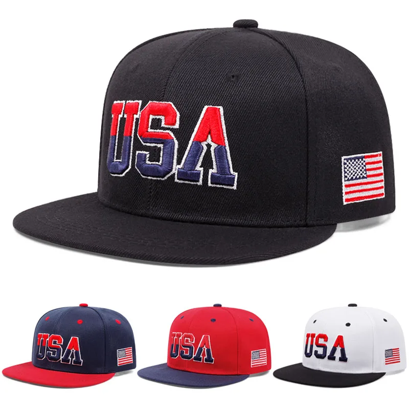 2025, modisch, personalisierbar, neuer Hut mit flacher Krempe, USA-gestickt, Street-Dance-Hip-Hop-Hut, täglicher Sonnenschutzhut, Baseball-Mütze, Unisex