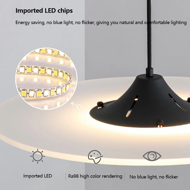 Lampadari per sala da pranzo creativi minimalisti per soggiorno studio camera da letto piattino volante rotondo lampada a sospensione a LED apparecchi di illuminazione per la casa