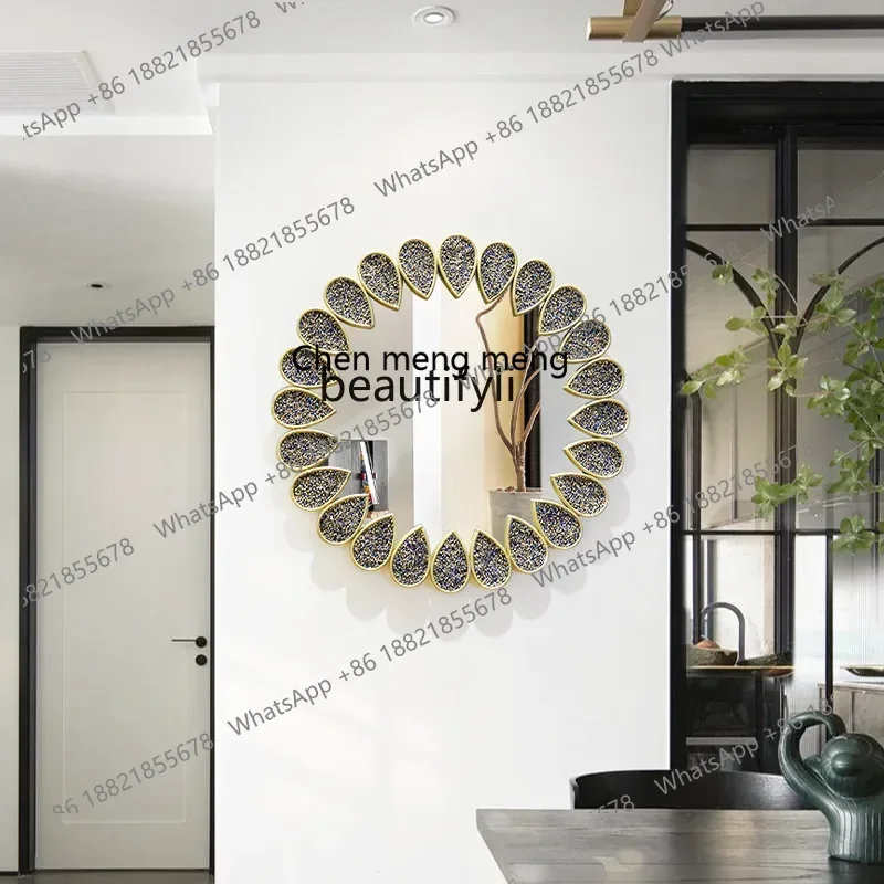 D178  European living room, sunglasses decorative mirror entrance, wall hanging background wall, wall feather metal hanging mirr