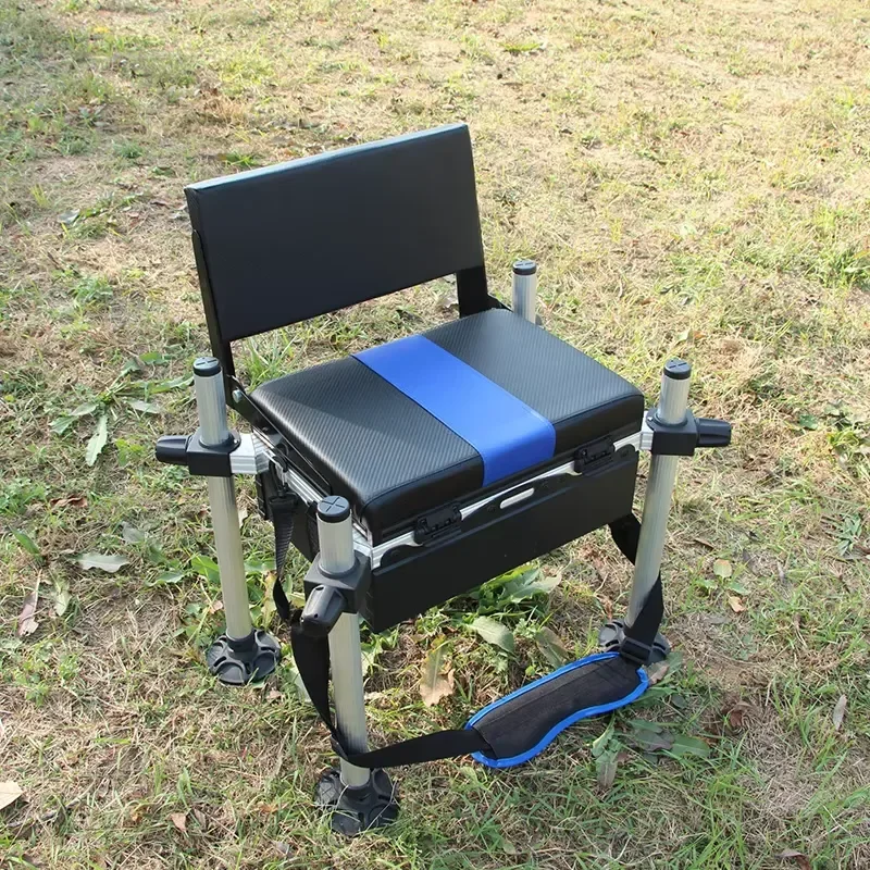 Fishing Tackle Boxes Fold Portable Adjustable Height Fishing Lure Seat Tool Box Backrest Seat Box