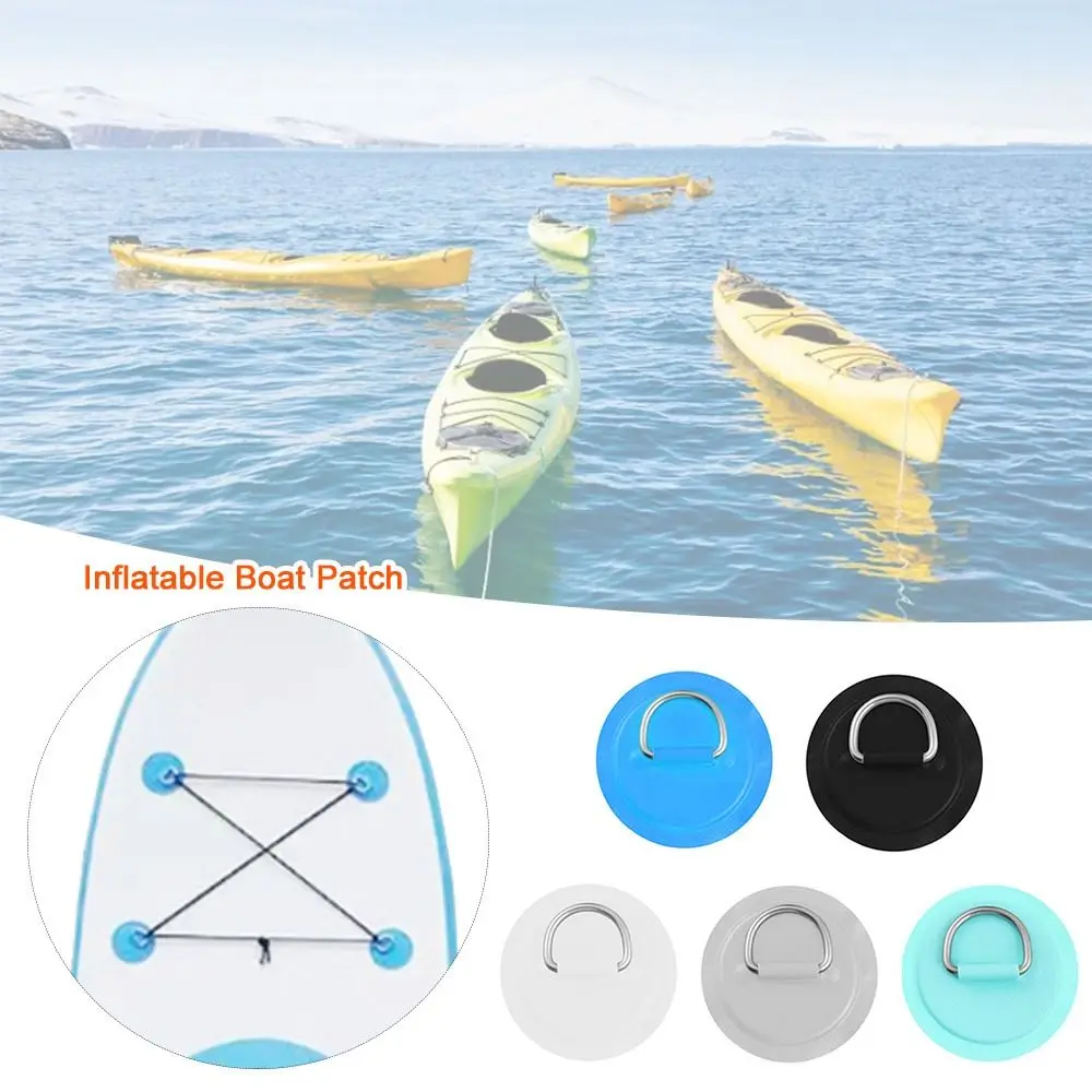 

6pcs Raft Dinghy Triangle D Ring Pad/Patch Stainless Steel Canoe Inflatable Boat Patch Round PVC Pad