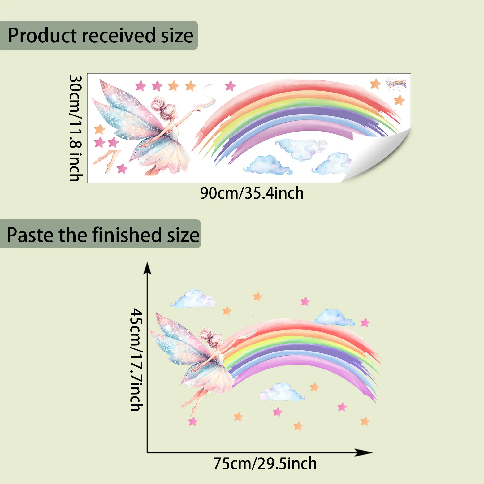 Fairy Unicorn Rainbow Wall Stickers for Children's Rooms Girls Baby Room Bedroom Decoration Nursery Wallpaper Vinyl Butterflies