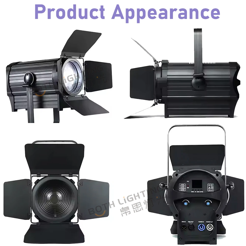 Both Lighting 200W DMX Electronic Zoom White LED Fresnel Light DMX Auto Zoom Warm White Cold White For Film Camera TV Studio