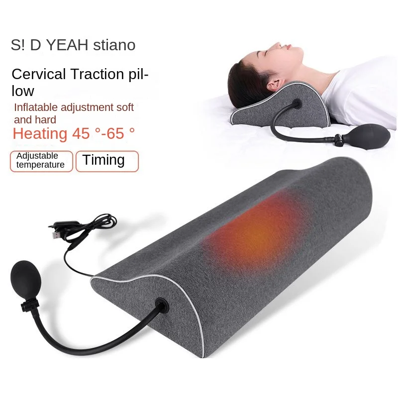 Inflatable Orthopedic Pillow Ergonomic Cervical Spine Memory Foam USB Hot Compress Pillows Neck Spine Heated Pillow For Sleeping