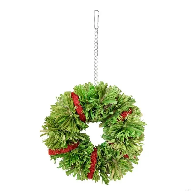 

Parrots Enrichment Toy Wreath Chew for Cage Biting Safe Braided Corn Bract Toy for Chewing Cage Toy Chewing Training Q5WC