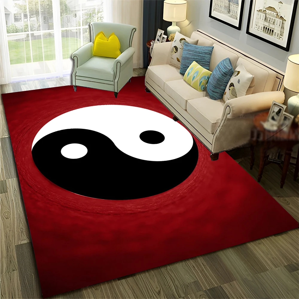 Chinese 3D Tai Chi Bagua Yin Yang  Carpet Rug for Home Living Room Bedroom Sofa Doormat Decor,Child Area Rug Non-slip Floor Mat