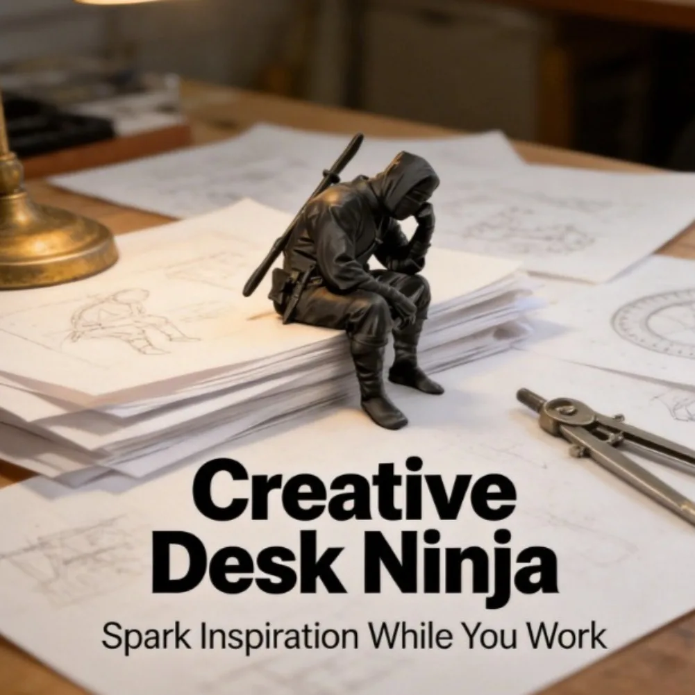 Figurine de ninja assis japonais imprimée en 3D, statue de gardien triste et apaisant, ornement mural créatif pour la décoration de bureau et de maison
