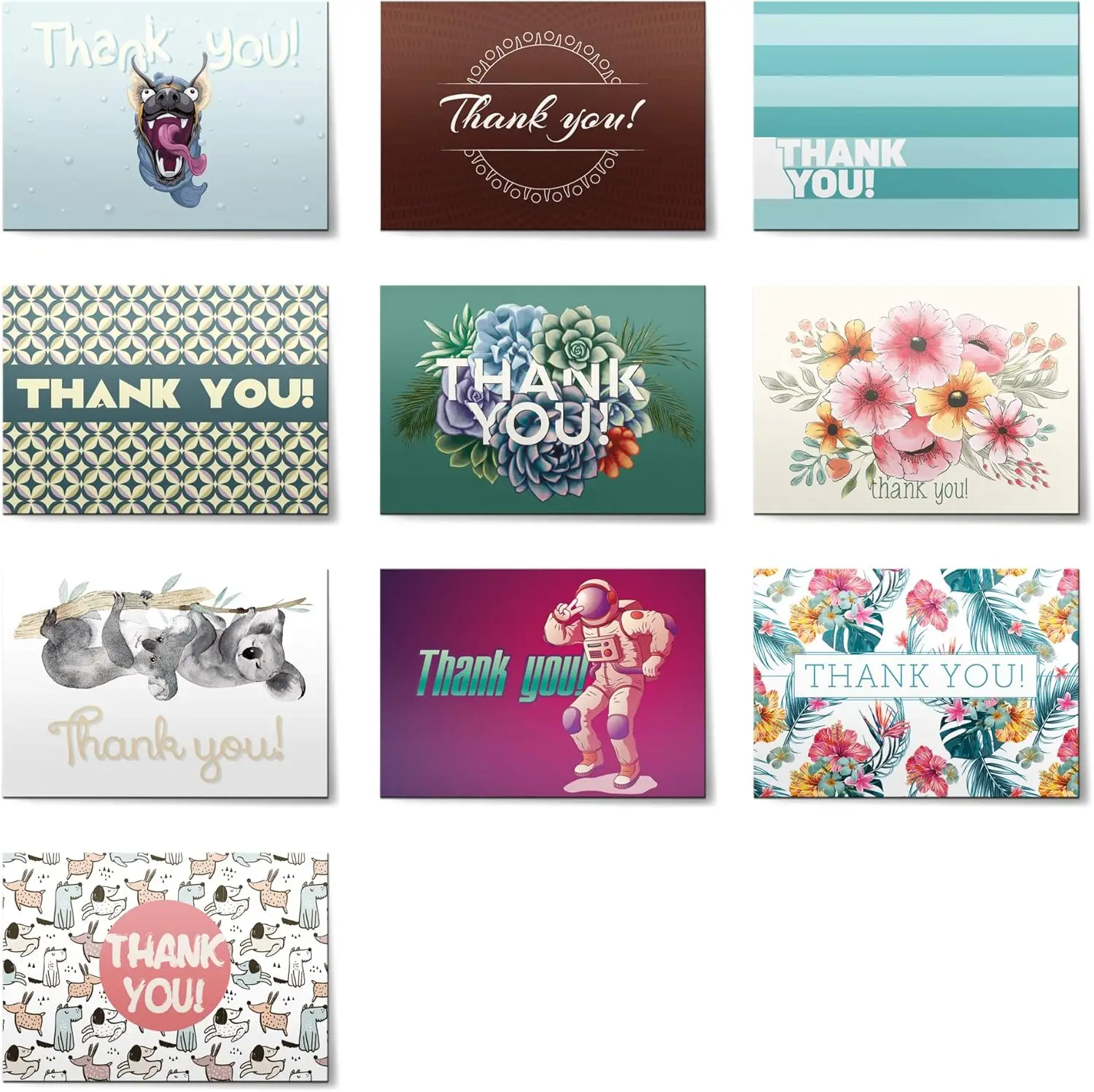 

(50 шт.) набор карт спасибо, включает пустые карты и конверты с наклейками, 4x6 дюймов, дизайн megamix #1