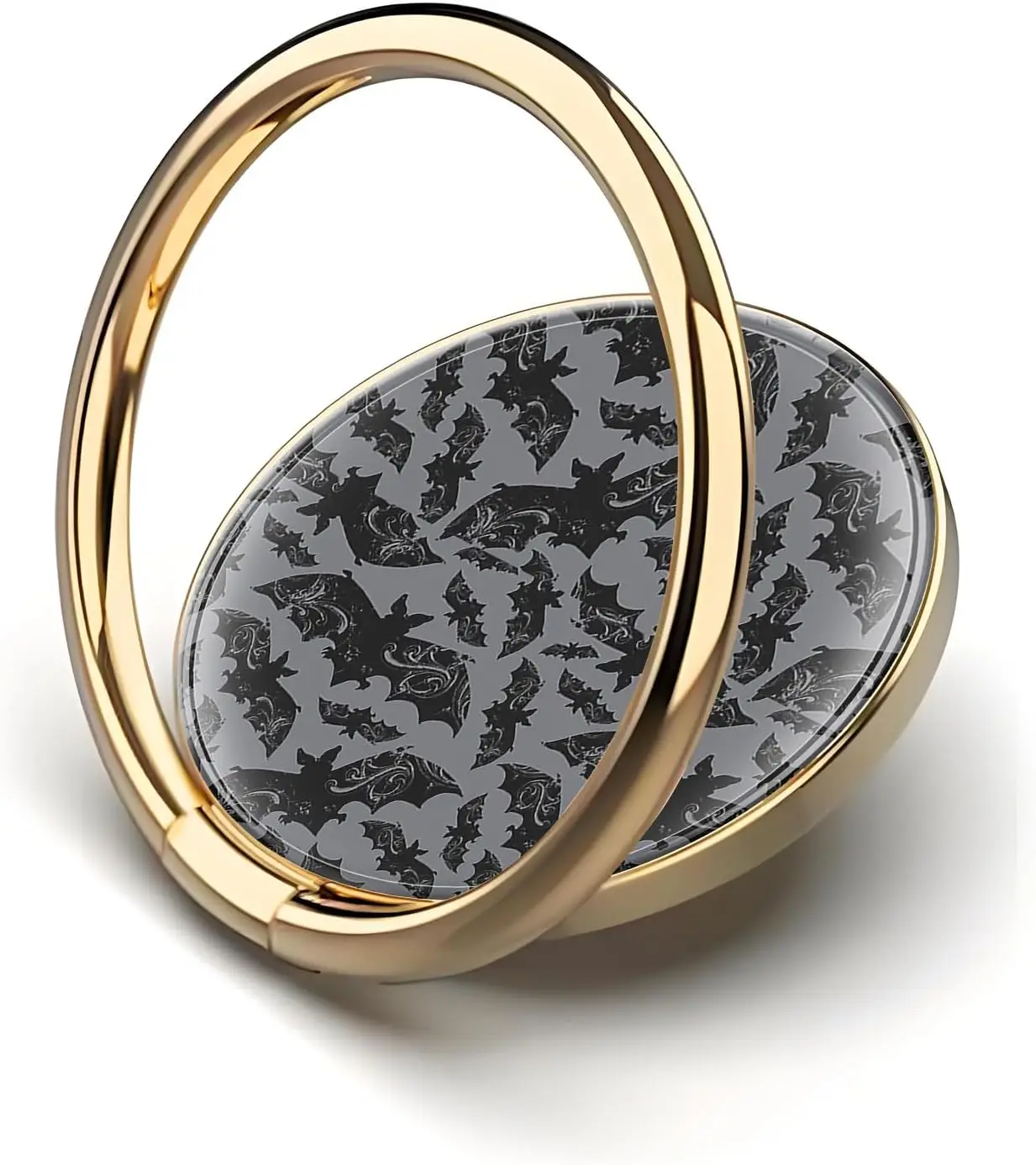 

Cell Phone Ring Holder, 360 Degree Rotation Cute Phone Ring Grip Stand, Funny Kickstand Accessories for Phones Grey Black Bat