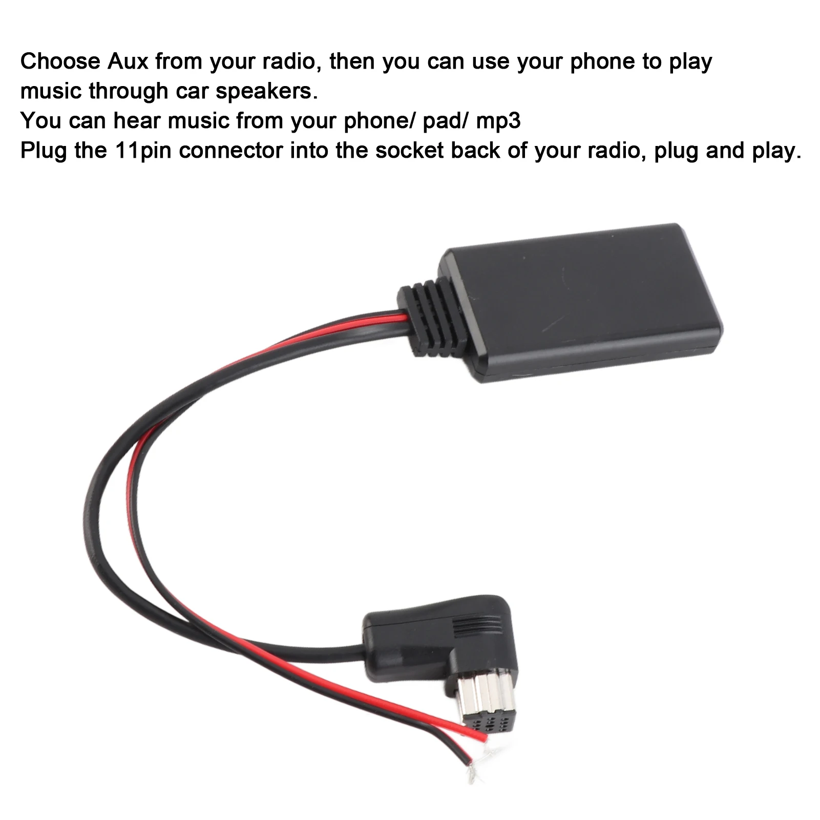 11Pin Car Bluetooth Audio Receiver Music AUX Cable Adapter Replacement for Radio IP‑BUS Input Bluetooth Audio Receiver