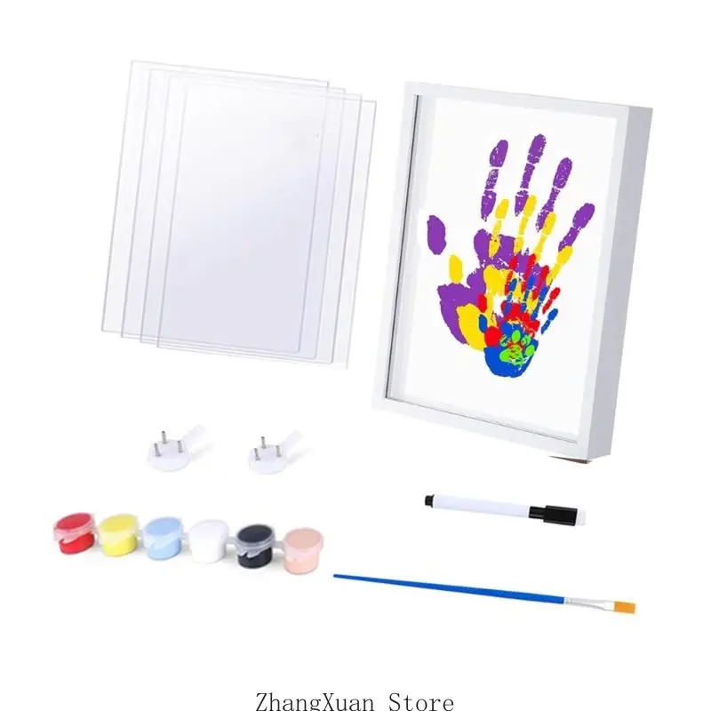 Künstlerisches DIY-Handabdruck-Set mit Holzrahmen, Andenken für Paare, Familien, Kinder, 3 x – Detail 4